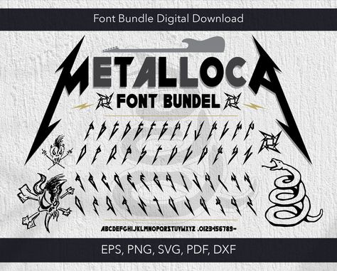 Metallica SVG Bundle: Rock Band SVG, Metal Font, Metallica Shirt Metallica Font Alphabet, Metallica Letters, Metallica Svg, Metallica Font, Metal Graffiti, Music Font, Metallica Music, Rock Birthday, Band Svg