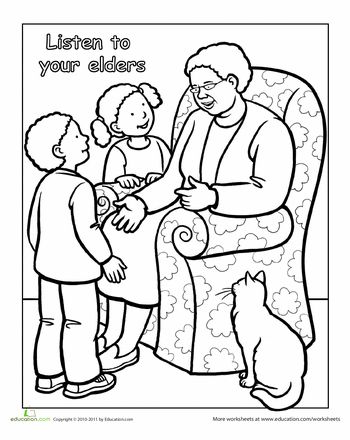 modify wording to fit considerate and caring/respect others friendly and helpful Person Helping Others Drawing, Manners Coloring Pages, Respecting Elders Drawing, Respecting Elders, Manners Preschool, Teaching Respect, Manners Books, Respect Your Elders, Kids Printable Coloring Pages