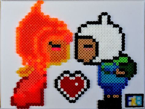 Finn And Flame Princess, Princess In Love, Adventure Time Pictures, Pixel Grid, Rave Kandi, Perler Designs, C2c Graph, Perler Projects, Flame Princess