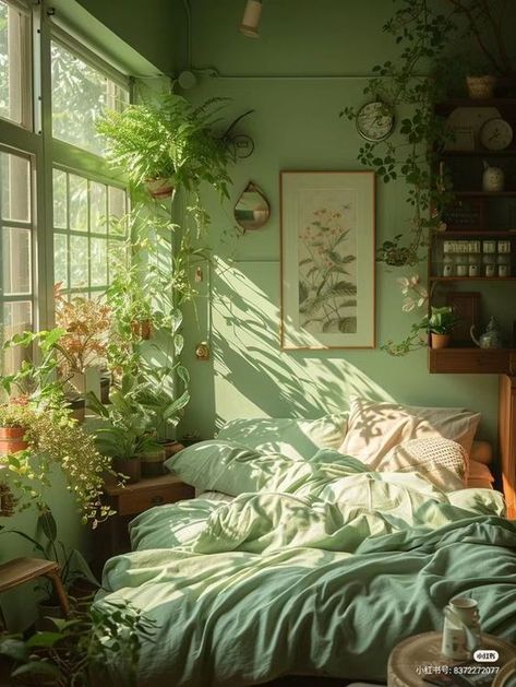 Fresh Bedding, Cat Meow, Pastel Room, Cozy Room Decor, Minimalist Room, Aesthetic Rooms, Dreamy Room, Dream Room Inspiration, Green Rooms