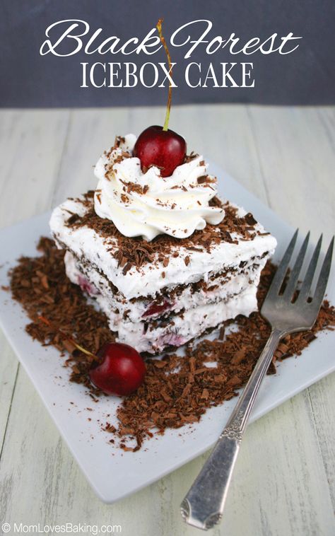 Only 4 ingredients, it’s no-bake and tastes like Black Forest Cake! If you need something super quick and easy to take to a party, but you also want it to be fabulous, then you should make this Black Forest Icebox Cake! I made it to take to a ladies Bunco night last Thursday. Have you … Cake Mom, Ice Box Cake, Crab Rangoon, Black Forest Cake, Forest Cake, Icebox Cake, Oreo Cheesecake, Ice Box, Chocolate Shavings