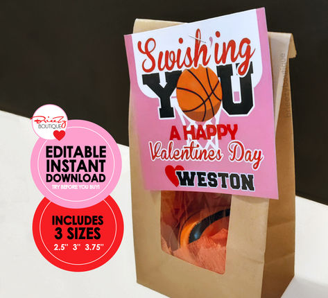 Printable Basketball Valentines Basketball Valentines Ideas, Basketball Valentines, Valentines Printable, Valentine Cards Handmade, Personalized Basketball, Save File, Valentines School, Valentines Party, Party Packages