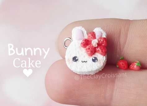 Nim C, Clay Kawaii, Clay Accessories, Polymer Clay Kawaii, Cute Baking, Bunny Cake, Resin Clay, Pasta Francesa, Cute Polymer Clay