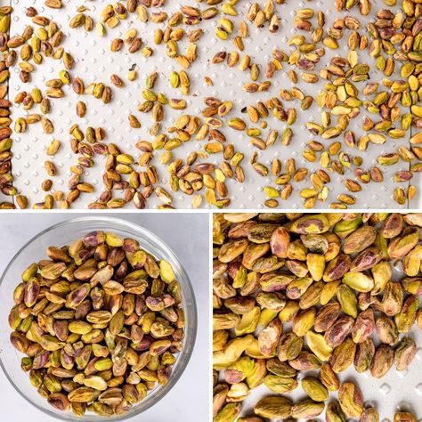 how to make roasted pistachios collage Seasoned Pistachios, Roasted Pistachios, Raw Pistachios, Pistachio Butter, Pistachio Pesto, Christmas Cookbook, Raw Nuts, Roasted Nuts, Vegan Cookbook