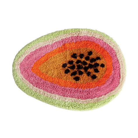 PRICES MAY VARY. Premium Quality : The front fabric is made of flocked, and it feels super soft and skin-friendly. The back is TPR, which is non-slip material, so this bathroom door mat is suitable for your bathroom, bedroom. This cute Fruits Shape rug size : 47x65cm/18.5x25.6in, The color is Multicolor Cute Design : Pretty cartoon Fruits design, super cute and vintage non slip bathroom rug can be used for bathroom showers, bathtubs, living room, and kitchen doormats.You can also give this fun b Kitchen Cartoon, Mat For Bedroom, Rug For Bathroom, Shaped Rug, Bathroom Door, College Apartment, Bathroom Doors, Room Inspiration Bedroom, Passion Fruit