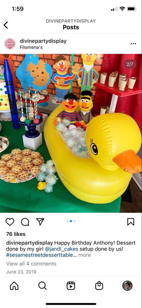 Sesame Street Pool Party Ideas, Sesame Street Pool Party, Elmo Pool Party, Elmo Dessert Table, Sesame Street Party Games, Elmo 2nd Birthday Party Boy, Sesame Street Dessert Table, Gracie Birthday, Happy Birthday Anthony