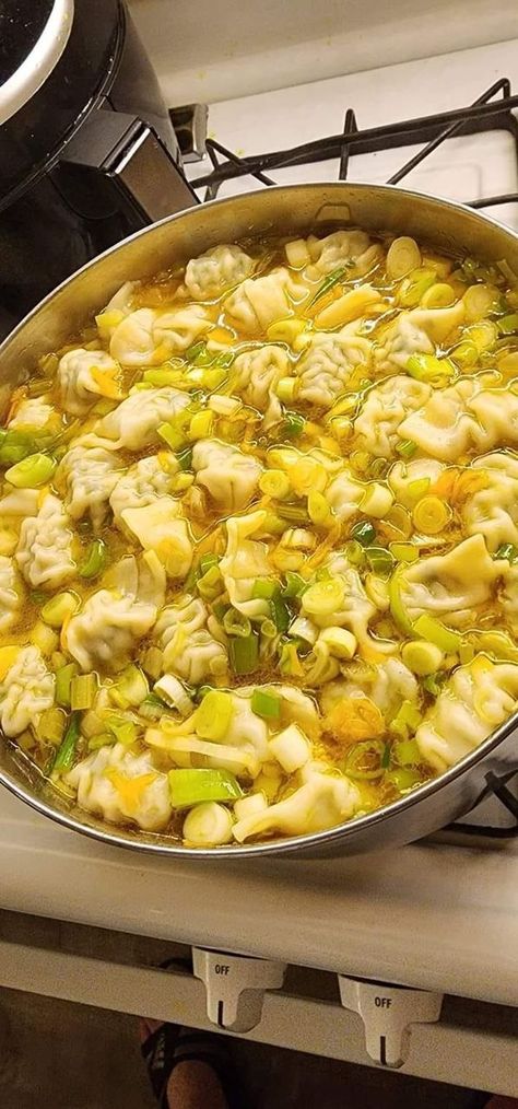 Easy Crockpot Recipes family | Wonton soup. | Facebook Best Wonton Soup, Wonton Soup Easy, Homemade Wonton Soup, Wonton Soup Recipe, Soup Maker, Chinese Dishes, Ground Pork, Satisfying Food, Wonton Soup