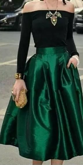 Knit Skirt Pattern, Tea Length Prom Dress, Green Midi Skirt, Off Shoulder Evening Dress, Evening Skirts, Green Velvet Dress, Womens Wedding Dresses, Fashion Tops Blouse, Formal Outfits