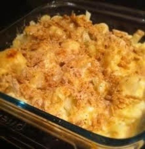 I got this from a garden club friend. I was not a cauliflower fan but this changed my mind. Super easy and gets raves from everyone. Cheesy Baked Cauliflower, Cheesy Cauliflower Casserole, Baked Cauliflower Recipe, Cashew Dip, Cauliflower Bake, Cauliflower Casserole Recipes, Christmas Side, Pasta Sides, Cheesy Cauliflower