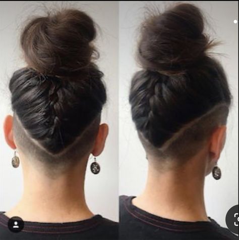 Messy Bun Undercut, Bob Undercut Hairstyles For Women, Subtle Undercut Women, Under Cut For Woman, Sidecut Women, Corte Undercut, Undercut Braids, Phoebe Hair, Undercuts For Women