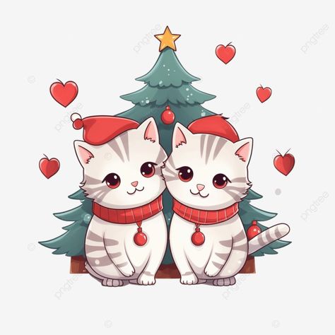 merry christmas hand draw cartoon cute couple cats and christmas tree christmas cat christmas anim Cartoon Cute Couple, Cats And Christmas, Hand Clipart, Draw Cartoon, Cat Couple, Tree Clipart, Married Christmas, Hand Draw, Cat Christmas