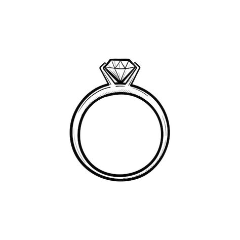 Diamond Ring Illustration, Ring Drawing Simple, Wedding Ring With Diamond, Ring Drawing, Ring Vector, Doodle Icon, Vector Sketch, Luxury Jewellery, Sketch Illustration