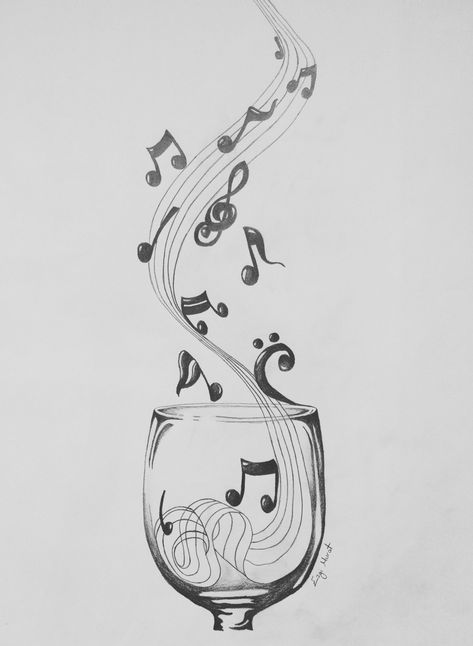 Cello Drawing, Hourglass Drawing, Music Art Drawing, Music Notes Drawing, Musical Instruments Drawing, Unique Wrist Tattoos, Music Doodle, Wrist Tattoo Designs, Music Notes Art