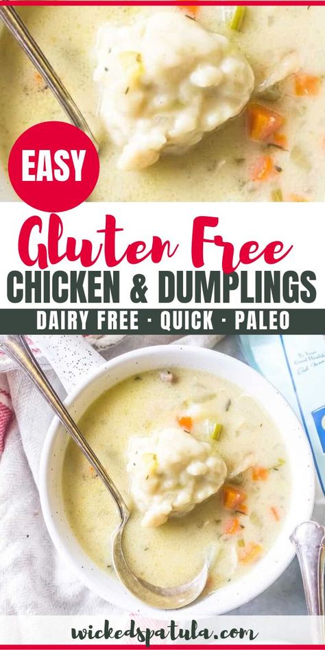 Gluten Free Chicken And Dumplings Recipe, Chicken And Dumplings Gluten Free, Gluten Free Chicken And Dumplings, Dumplings Chicken, Easy Paleo Chicken, Gluten Free Dumplings, Paleo Beef Recipes, Easy Paleo Dinner Recipes, Gluten Free Comfort Food