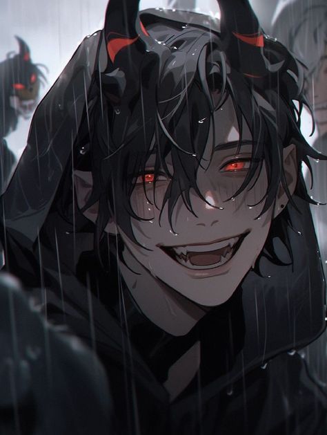 Dark Academia Anime Pfp, Demon Guy Art, Crazy Anime Boy, Demon Anime Boy, Evil Anime Guy, Handsome Anime Men, Cute Demon, Demon Boy, Anime Demon Boy