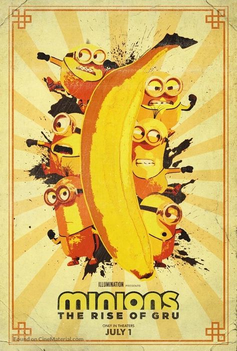 New Movie Posters 2023, Minions The Rise Of Gru Poster, Retro Movies Posters, Minion Poster Aesthetic, Minions Movie Poster, Despicable Me Poster, Minion Poster, Minions Poster, Gru Minions