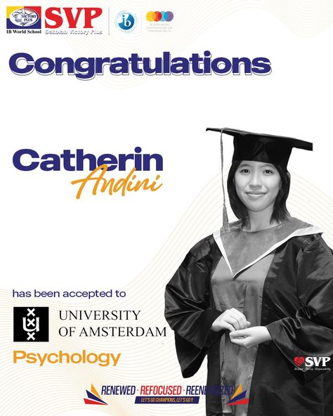 Congratulations to another one of our students; Catherin has been accepted into the University of Amsterdam. We wish her luck as she embarks on this new journey. University Of Amsterdam, Graphic Design Lessons, New Journey, Another One, Victorious, Letting Go, Amsterdam, Psychology, University