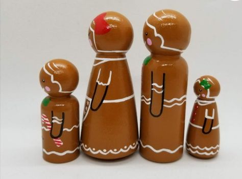 Gingerbread Peg People, Gingerbread Peg Doll, Christmas Fayre Ideas, Matryoshka Doll Art, Wooden People, Doll House People, Soft Sculpture Dolls, Wood Peg Dolls, Haunted Dolls