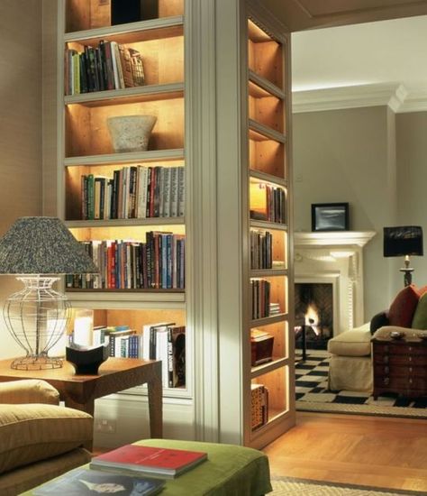 Marsha Harris Scott Splenderosa: I LOVE Lighted Bookshelves Small Home Libraries, Open Concept Home, Kensington Gardens, Home Library Design, Interior Windows, Home Libraries, Library Design, Library Ideas, Notting Hill