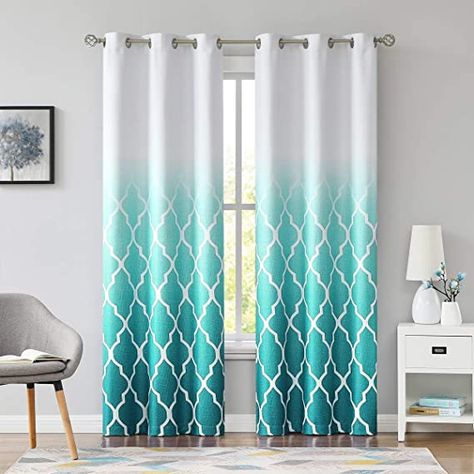 Patterned Window Treatments, Room Darkening Window Treatments, Insulated Window Treatments, Bedroom Teal, White Window Treatments, Unique Window Treatments, Insulated Drapes, Thick Curtains, Moroccan Pattern