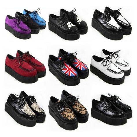 Creepers. My favorite shoes besides converse. Creeper Shoes Outfit, Creepers Shoes Outfit, Mode Shoes, Creepers Shoes, Punk Shoes, Punk Outfits, Union Jack, Us Flag, Dream Shoes