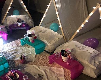 Slumber party tents | Etsy Sleepover Tents, Party Favor Cups, Club Tropicana, Boho Party Decorations, Glamping Party, Teepee Party, Sleepover Birthday Parties, Play Tents, High Point Nc