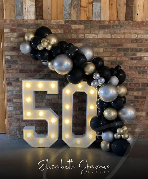 Our light up numbers with balloon garland are the perfect statement piece of decor for Birthday celebrations big or small - Just fill our website enquiry form to check availability for your date ✨ https://www.elizabethjamesevents.co.uk/birthdays/1 All Black 30th Birthday Party For Men, Black Tie 30th Birthday Party, Black Tie Birthday Party Ideas, Mens 30th Birthday Ideas Party Themes, Gold And Black 30th Birthday, Black Tie Theme Party, Man 30th Birthday Ideas, Rich Party, Adult Prom