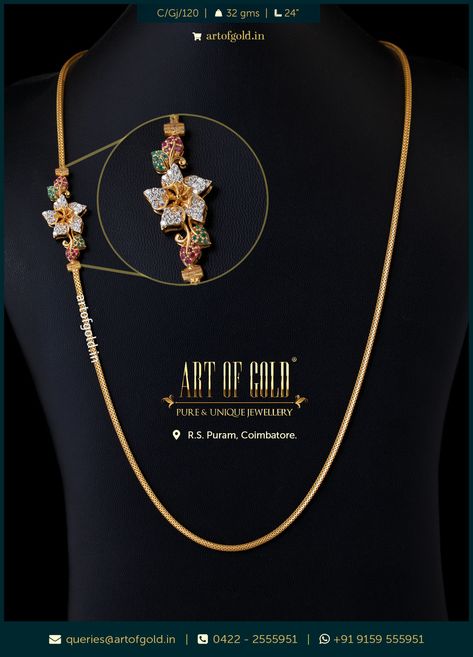 #Gold #mugappu #chain for ladies set in a unisex chain. Mugappu Thali Chain Designs Gold, Thalli Chain Designs Gold Latest, Mugappu Designs Gold, Thali Chain Designs Gold, Mugappu Chain, Thali Chain, Short Gold Necklace, Coral Jewelry Set, 22 Carat Gold Jewellery