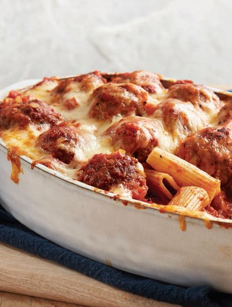 Recipe Detail Page | LCBO Rigatoni Ricotta, Pasta And Meatballs, Meatballs Baked, Ricotta Meatballs, Spaghetti Bolognaise, Baked Rigatoni, Meatball Pasta, Meatball Bake, Ricotta Recipes