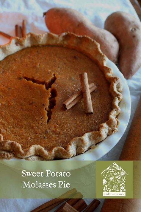 Sweet Potato Molasses Pie — Under A Tin Roof™ Molasses Pie, Pumpkin Pie Recipe, The Possession, Good Pie, Homemade Pie Crusts, Potato Pie, Pumpkin Pie Recipes, Sweet Potato Pie, Tin Roof