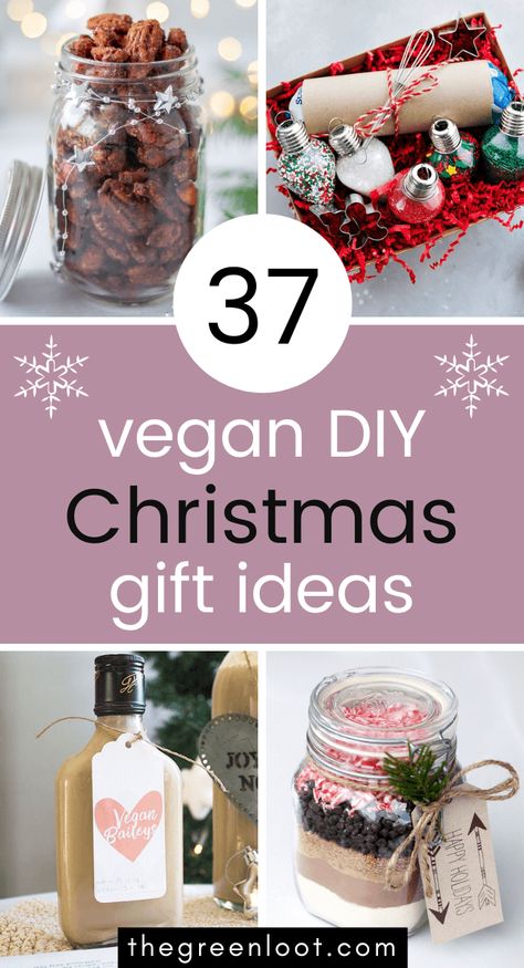 These fun and easy DIY vegan Christmas Gift Ideas make the best homemade, edible presents for your loved ones! Get creative! | The Green Loot Vegan Gifts For Her, Vegan Gift Basket Ideas, Vegan Food Gifts, Vegan Gift Basket, Healthy Food Gifts, Vegan Gift Ideas, Food Gift Ideas, Hampers Ideas, Vegan Christmas Gifts