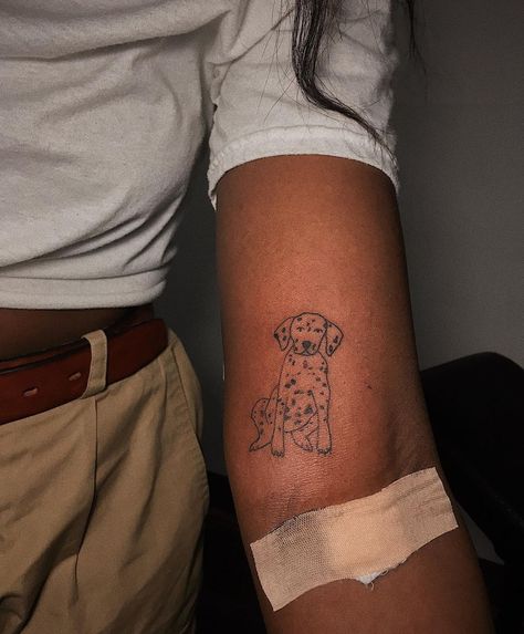 Dog Tattoo Placement, Clifford Tattoo Dog, Traditional Dalmatian Tattoo, Dalmation Tattoo, Dalmatian Tattoo Simple, 101 Dalmatians Tattoo, Laika Tattoo, Dalmatian Tattoo, Dalmatian Sketch