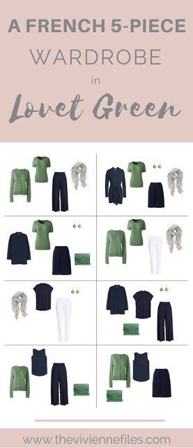 Lovet Green! A Great French 5-Piece Wardrobe, with navy and white Traveler Fashion, French Minimalist Wardrobe, Capsule Clothing, Clothes Capsule, Capsule Dressing, Minimalist Clothing, Vivienne Files, Mom Wardrobe, Best Winter Coats