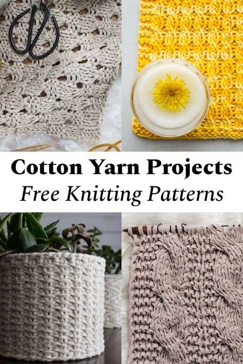 Welcome to my wonderful roundup of cotton yarn projects knitting patterns! Spruce up your own kitchen or knit a thoughtful handmade gift. Knitting Patterns Worsted Yarn, Knit Cotton Pattern, Popular Knitting Projects, Knitting Patterns Cotton Yarn, Cotton Yarn Knitting Patterns, Knitting With Cotton Yarn Patterns, Cotton Yarn Projects Knitting, Small Knitting Projects For Beginners, Cotton Yarn Knitting Patterns Free