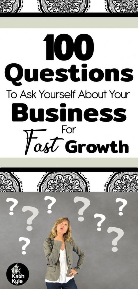 These questions to ask yourself will change the way you think about your business forever and will get you faster growth than you ever thought possible.  Here are 100 Questions To Ask Yourself About Your Business.  Click the link to read more...  #kathkyle 100 Questions To Ask, Business Questions, I Get Money, Getting More Energy, Online Business Opportunities, Questions To Ask Yourself, 100 Questions, Successful Business Owner, Business Friends