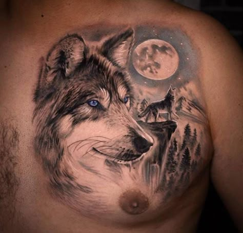 Wolf Tattoo On Chest, Tattoo On Chest, Wolf Tattoo Sleeve, Butterfly Tattoos For Women, Infinity Tattoos, Chest Tattoo Men, Butterfly Tattoos, Black Background Images, Wolf Tattoos