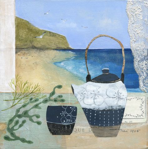 Rachel Grant Rachel Grant, Time Stands Still, Still Life 2, 수채화 그림, Tea Art, Window Art, Still Life Art, Window Painting, Naive Art