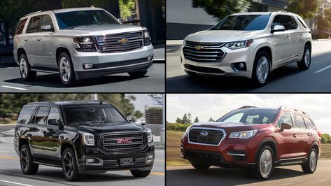 Best 8-Passenger Vehicles of 2020: More Room, the Merrier - Motor Trend 8 Passenger Vehicles, 8 Seater Cars, Suv Comparison, Smart Packaging, Full Size Suv, 8 Passengers, Rear Speakers, Chevrolet Traverse, Chrysler Pacifica