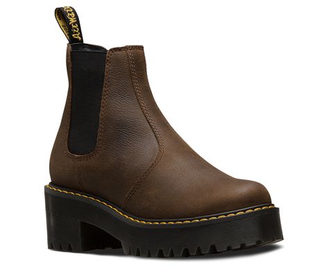 Dr Martens Rometty, Doc Martens Aesthetic, Brown Platform Boots, Brown Dr Martens, Dr Martens Store, Chelsea Brown, Dr Martens Outfit, Chelsea Boots Style, Chelsea Boots Women