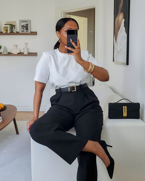 Tshirt @hm Pants @cosstores Belt @ysl Handbag @demellierlondon… | Instagram Ysl Belt Outfit, Black Pants Summer, Corporate Girlie, Ysl Handbag, Business Fits, Ysl Belt, Conservative Fashion, Work Fits, Business Savvy