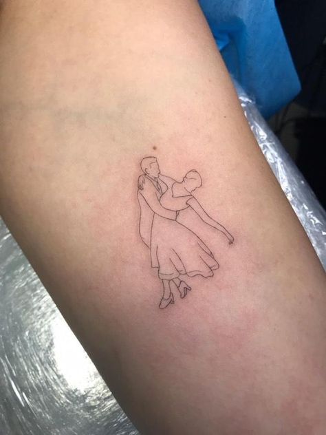 Mulholland Drive Tattoo, La La Land Tattoo Ideas, La La Land Tattoo Minimalist, Dancing Couple Tattoo, Lala Land Tattoo, Sound Of Music Tattoo, Movie Tattoos Minimalist, Little Women Tattoo, La La Land Tattoo