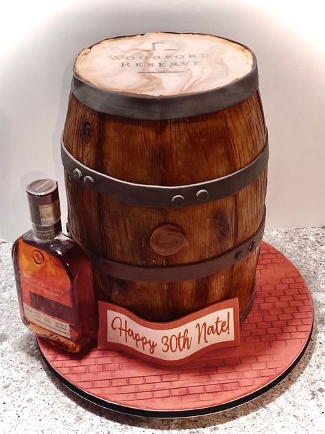 Bourbon Barrel Cake, Themed Cakes For Men, 50th Birthday Party Themes, Bourbon Cake, Barrel Cake, Retirement Ideas, 50th Birthday Cake, Beer Party, Happy 30th