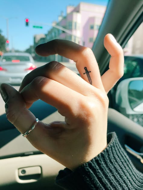 Girly Dagger Tattoo, Dainty Dagger Tattoo, Tiny Dagger Tattoo, Dagger Finger Tattoo, Utah Tattoos, Small Dagger Tattoo, Simple Dagger Tattoo, Daggar Tattoo, Feminine Dagger Tattoo