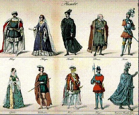 This is how Shakespeare would have his characters dressed.  They wore old clothes.  He would also want them to be played by men. Hamlet Character Design, Measure For Measure Shakespeare, Hamlet Theatre, Shakespeare Clothing, Hamlet Costume, Upstart Crow, Hamlet Characters, Hamlet Shakespeare, Waxed Fabric