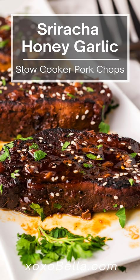 Easy Crockpot Pork Chops, Spicy Pork Chops, Sweet And Spicy Pork, Asian Pork Chops, Asian Pork Recipes, Honey Pork Chops, Honey Garlic Pork, Garlic Pork Chops, Mustard Pork Chops