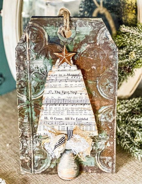 Dollar Tree Tiles, Tile Christmas Tree, Farm Core, Cute Tree, Dollar Store Christmas Crafts, Music Crafts, Dollar Store Christmas, Dollar Tree Christmas, Dollar Tree Diy Crafts