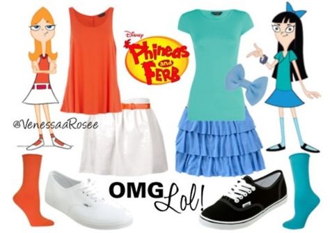 Candace and Stacy Candice And Stacy Costume, Candace And Stacy Costume, Sister Halloween Costumes Teenage, Newsies Costume, Sister Halloween Costumes, Viking Queen, Sister Costumes, Phineas E Ferb, Halloween Costumes For Teens Girls