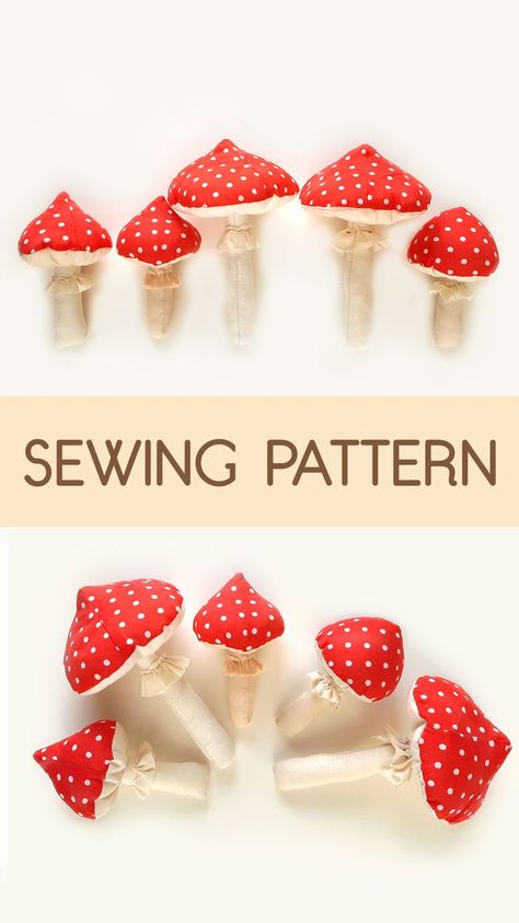 Get Ready to Sew: Download Mushroom Sewing Pattern PDF Mushroom Sewing Pattern, Mushroom Stuffed Animal, Mushroom Sewing, Toadstool Craft, Mushroom Christmas Ornaments, Fabric Mushrooms, Fly Agaric, Handmade Stuffed Animals, Plushie Patterns