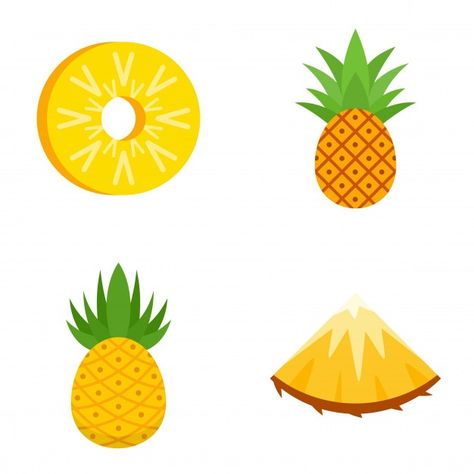 Pineapple Icon, Pineapple Illustration, Pineapple Vector, Food Summer, Fruit Vector, Vector Food, Leaf Nature, Flat Illustration, Oil Painting Landscape