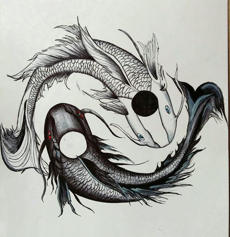 KOI FISH - drawing with pen. Coy Fish Tattoos, Drawing With Pen, Ink Tattoo Design, Red Tattoo Ideas, Red Ink Tattoo, Yin Yang Koi, Coy Fish, Koi Fish Drawing, Panda Tattoo